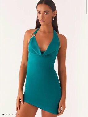 NWT Peppermayo Blue Mini Dress with Halter Neck
